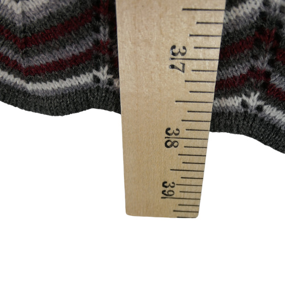 London Times Midi Sweater Dress Womens M Gray Maroon Chevron Lighter Weight Boho - Picture 6 of 9